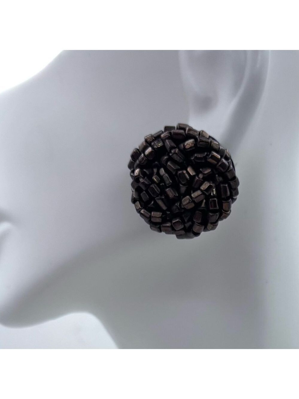 Vintage Signed West Germany Beaded Cluster Clip-On Earrings - Mid Century